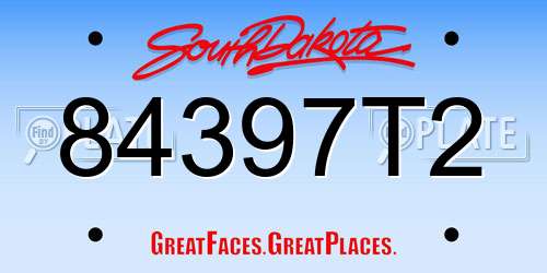 84397T2 South Dakota License Plate