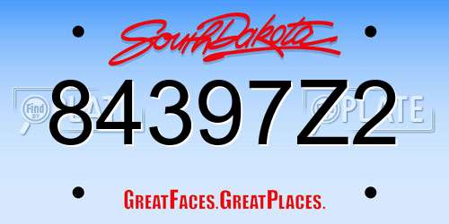 84397Z2 South Dakota License Plate