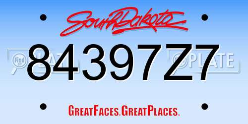 84397Z7 South Dakota License Plate