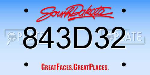 843D32 South Dakota License Plate