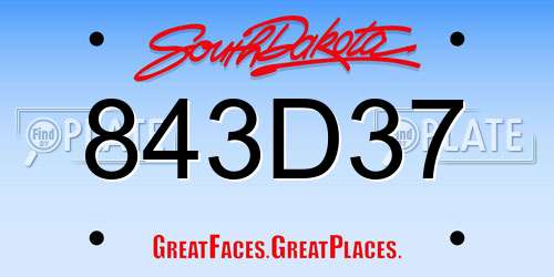 843D37 South Dakota License Plate