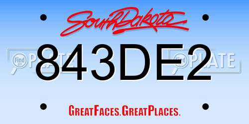 843DE2 South Dakota License Plate