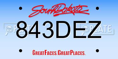 843DEZ South Dakota License Plate