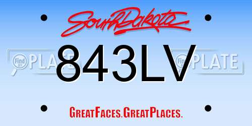 843LV South Dakota License Plate