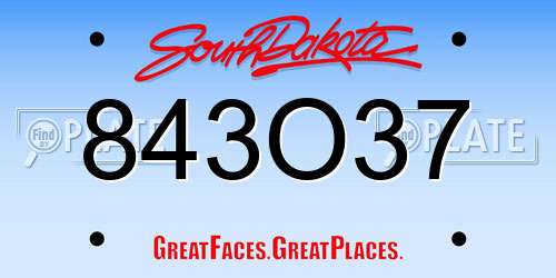843O37 South Dakota License Plate