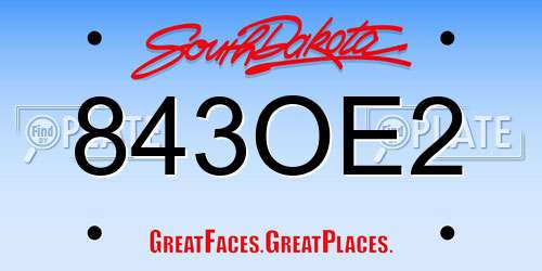 843OE2 South Dakota License Plate