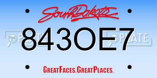 843OE7 South Dakota License Plate