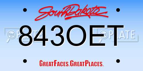 843OET South Dakota License Plate