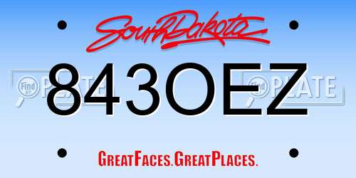 843OEZ South Dakota License Plate