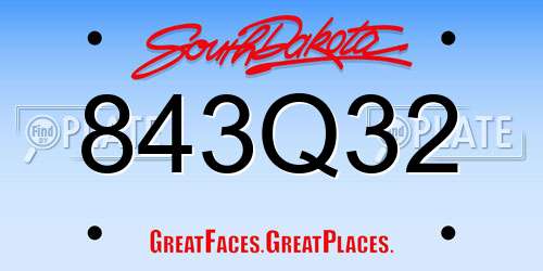 843Q32 South Dakota License Plate