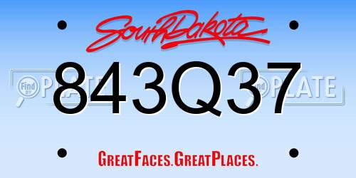 843Q37 South Dakota License Plate