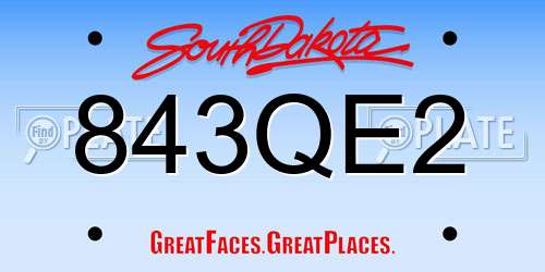 843QE2 South Dakota License Plate
