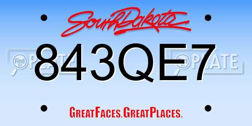 843QE7 South Dakota License Plate