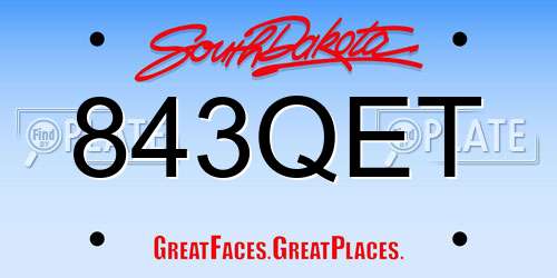 843QET South Dakota License Plate