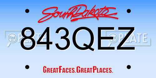843QEZ South Dakota License Plate