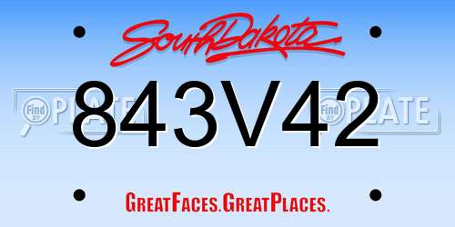 843V42 South Dakota License Plate