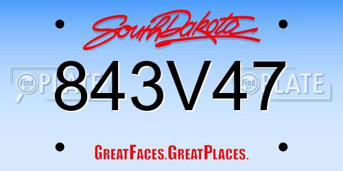 843V47 South Dakota License Plate