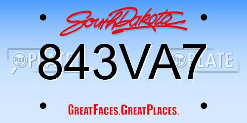843VA7 South Dakota License Plate