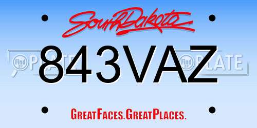 843VAZ South Dakota License Plate