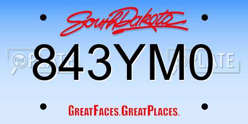 843YM0 South Dakota License Plate