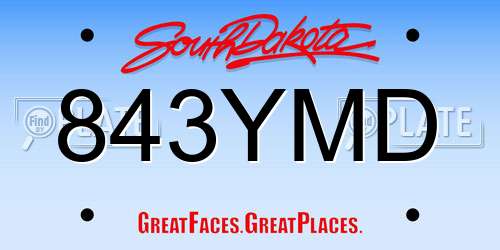 843YMD South Dakota License Plate