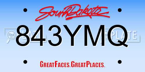 843YMQ South Dakota License Plate