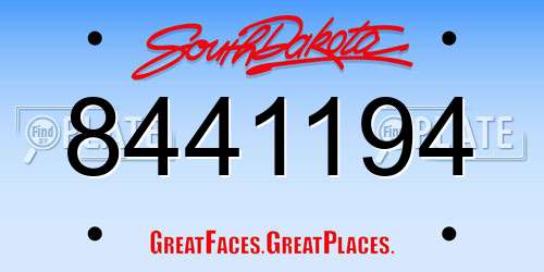 8441194 South Dakota License Plate