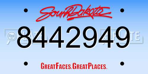 8442949 South Dakota License Plate
