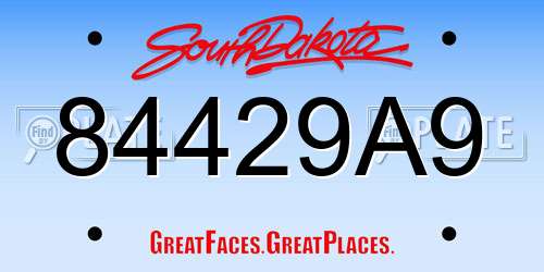 84429A9 South Dakota License Plate