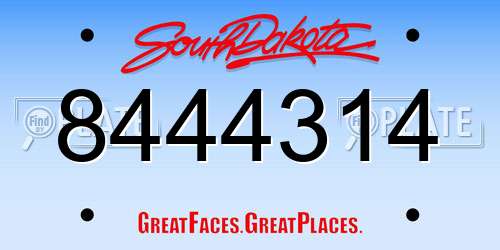 8444314 South Dakota License Plate