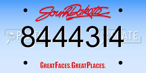 84443I4 South Dakota License Plate