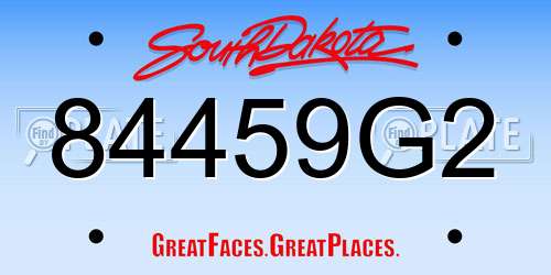 84459G2 South Dakota License Plate