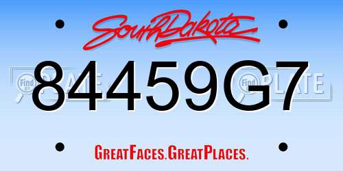 84459G7 South Dakota License Plate