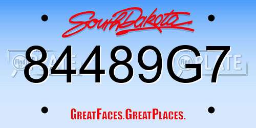 84489G7 South Dakota License Plate