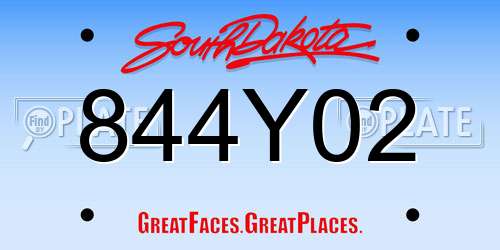 844Y02 South Dakota License Plate