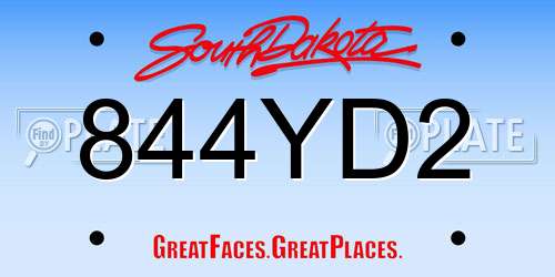 844YD2 South Dakota License Plate