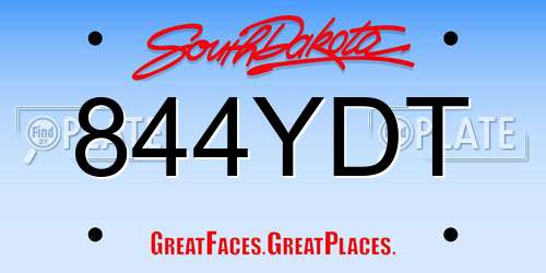 844YDT South Dakota License Plate