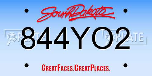 844YO2 South Dakota License Plate