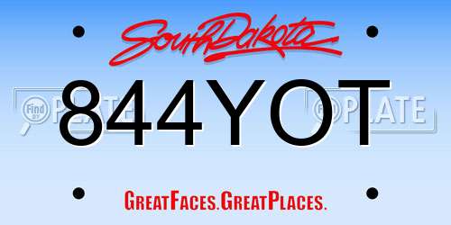 844YOT South Dakota License Plate