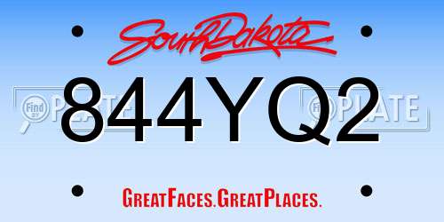 844YQ2 South Dakota License Plate