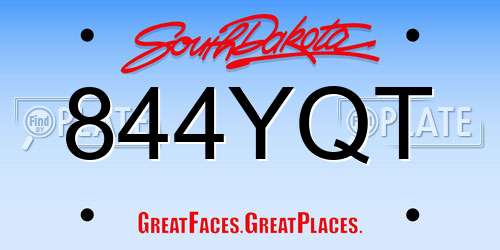 844YQT South Dakota License Plate