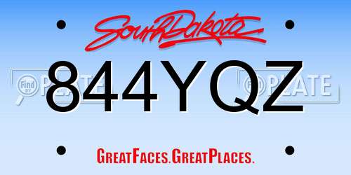 844YQZ South Dakota License Plate
