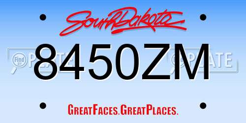 8450ZM South Dakota License Plate