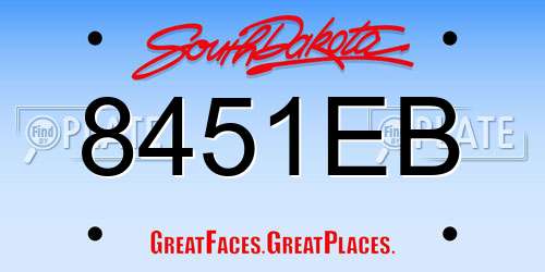 8451EB South Dakota License Plate