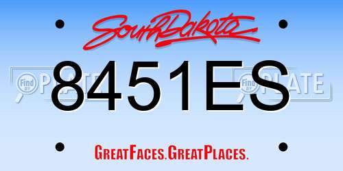 8451ES South Dakota License Plate