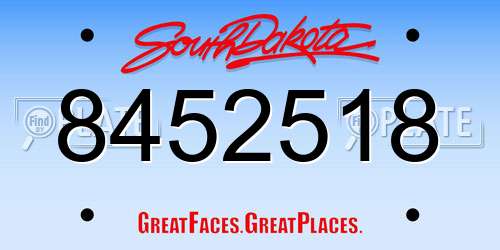 8452518 South Dakota License Plate