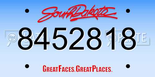 8452818 South Dakota License Plate