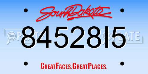 84528I5 South Dakota License Plate