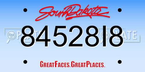 84528I8 South Dakota License Plate