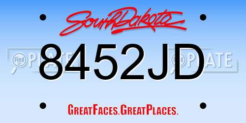 8452JD South Dakota License Plate